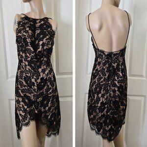 Dream State Lace Hi Low High Neck Halter Dress SZ M